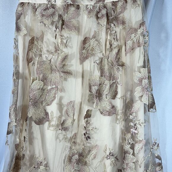 ADRIANNA PAPELL MOTHER OF THE BRIDE MAXI DRESS NWT TAUPE EMBELLISHED SIZE 4 - Picture 13 of 14